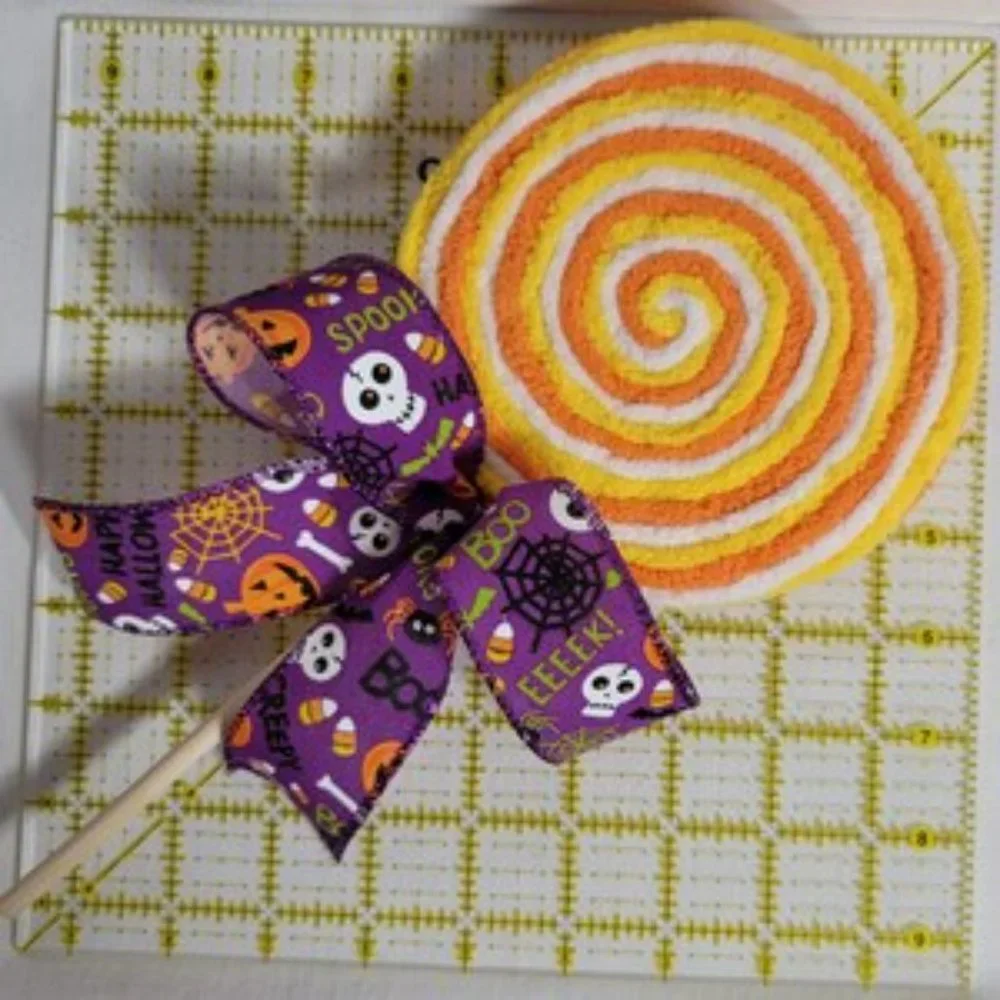 Decorative Fake Candy‎ Yarn Halloween Lollipop - Purple Bow